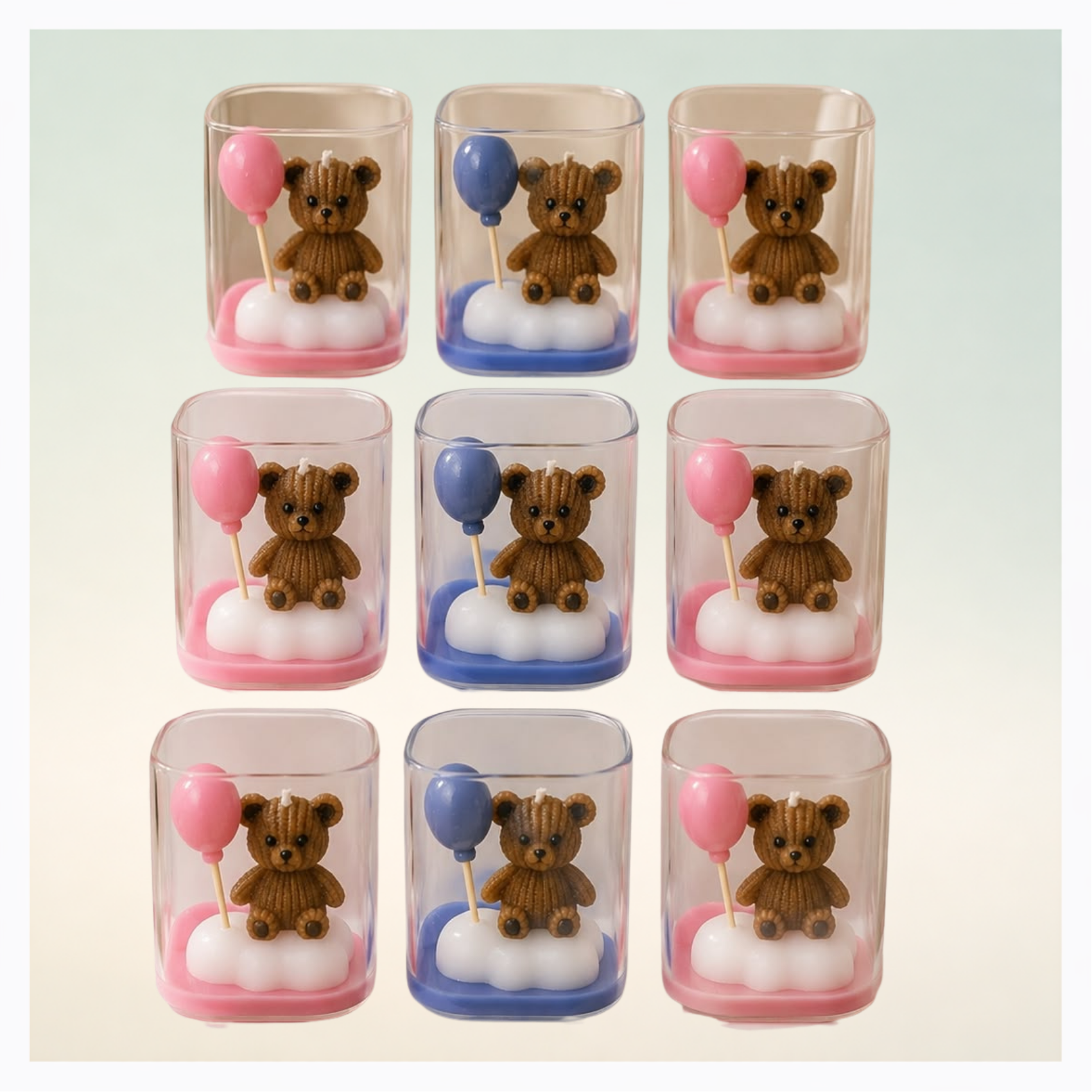Custom Teddy Bear Balloon Candle Favors — Glass Jar